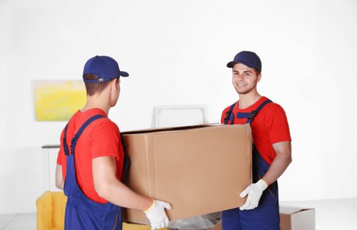 Professional man and van service working safely during a relocation