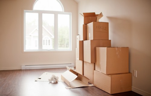 Preparation checklist and packed boxes ready for an Edgware house move